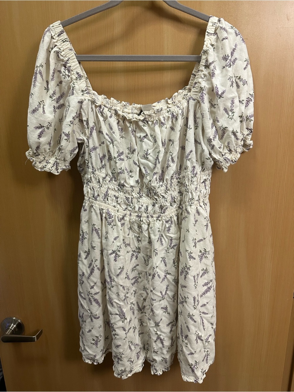 H&M Cream summer Dress with Lavender Floral Print